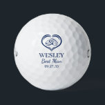 Best Man Blue Wedding Rings Golf Balls<br><div class="desc">These golf balls are a great favor for the best man in your wedding party. They feature a pair of wedding rings inside a heart in blue. With a first name in a traditional CAP font and the words best man in a coordinating script font also in blue they're perfect...</div>