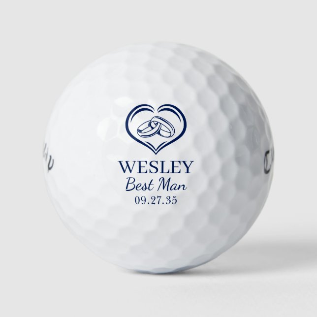 Best Man Blue Wedding Rings Golf Balls (Front)