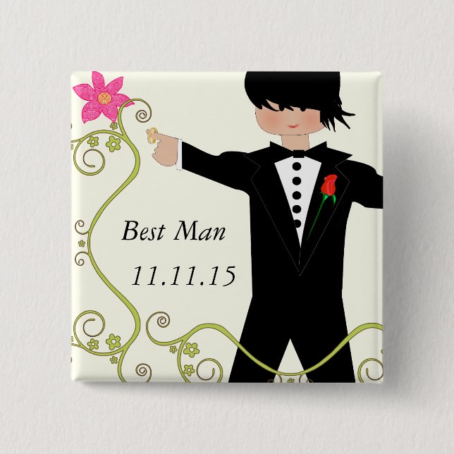 Best Man  Bow Tie Wedding Badges (Front)