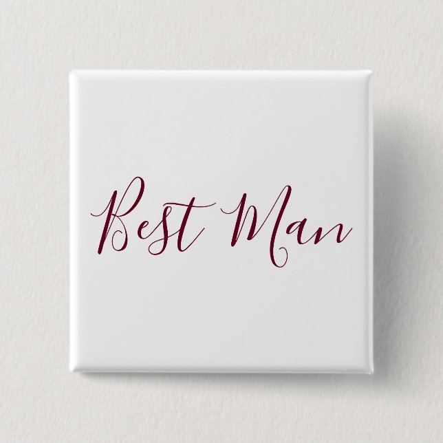Best Man Burgundy and White 15 Cm Square Badge (Front)