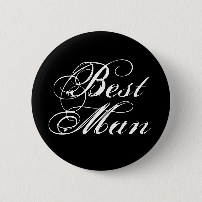 Best Man Button in Black (Front)
