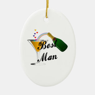 Best Man Champagne Toast Ceramic Tree Decoration