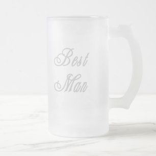 Best Man Classy Greys Frosted Glass Beer Mug