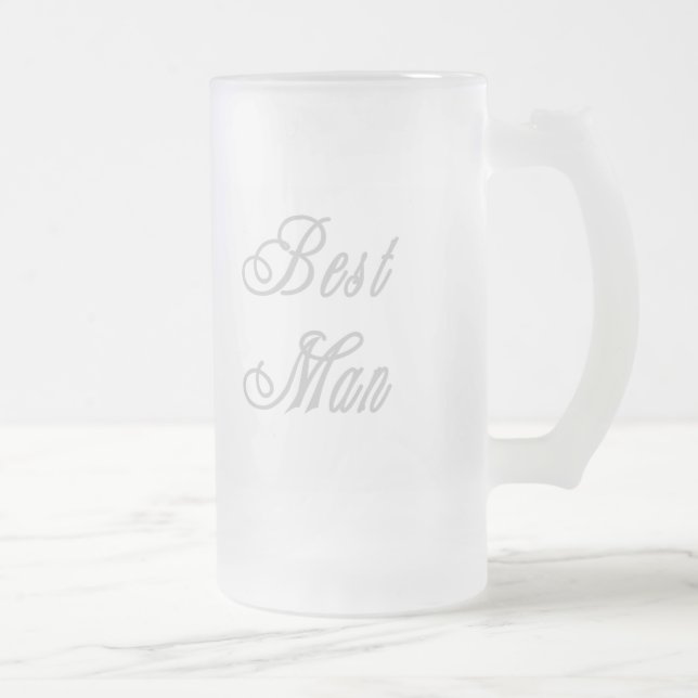 Best Man Classy Greys Frosted Glass Beer Mug (Right)