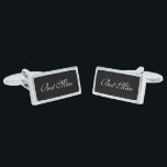 Best Man Cufflinks<br><div class="desc">Best Man cufflinks shown in silver plated and black onyx colour with white text. Customise this item and choose from more colours and styles or buy as is.</div>