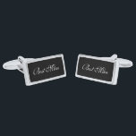 Best Man Cufflinks<br><div class="desc">Best Man cufflinks shown in silver plated and black onyx colour with white text. Customise this item and choose from more colours and styles or buy as is.</div>