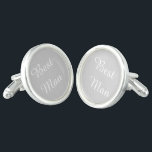 Best Man Cufflinks<br><div class="desc">Silver plated cufflinks shown in silver grey/white with Best Man text. Customise this item or buy as is.</div>