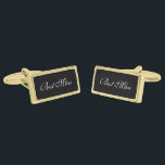 Best Man Cufflinks<br><div class="desc">Best Man cufflinks shown in gold plated and black onyx colour with white text. Customise this item and choose from more colours and styles or buy as is.</div>