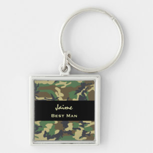 BEST MAN Custom Name WOODLAND CAMO V01 Key Ring