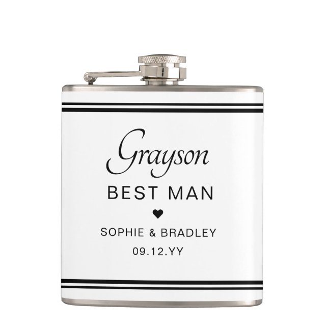 Best Man Custom Personalised Wedding Party  Hip Flask (Front)