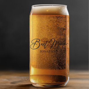 Best Man Customisable Two Sided Wedding Party Can Glass