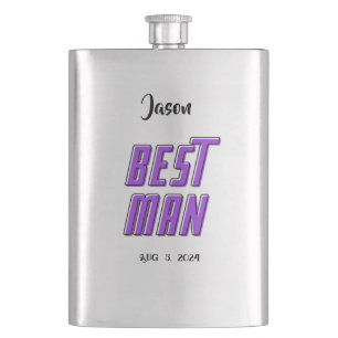 Best Man editable names and dates Hip Flask