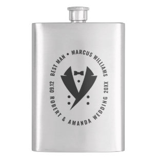 Best Man Elegant Tuxedo Wedding Hip Flask