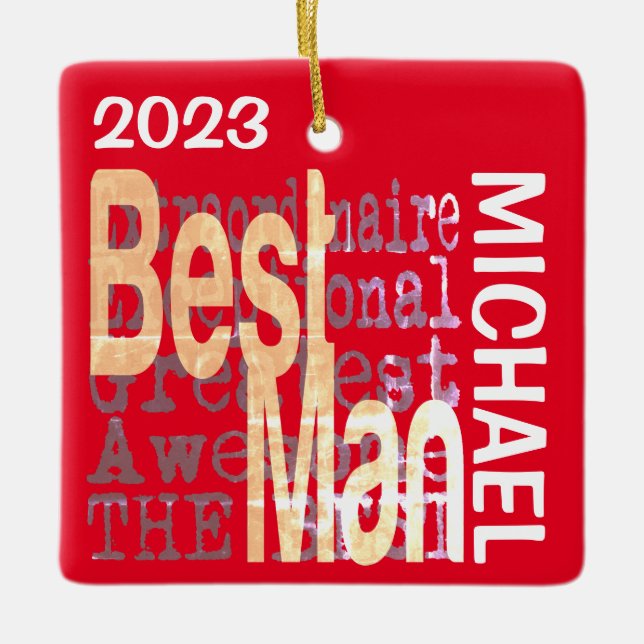 Best Man Extraordinaire CUSTOM Ceramic Ornament (Front)