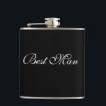 Best Man Flask<br><div class="desc">Flask for the best man is shown in Black with White text. 
Customise this item or buy as is.</div>