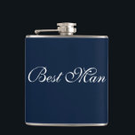 Best Man Flask<br><div class="desc">Flask for the best man is shown in navy blue and white.
Customise this item or buy as is.</div>