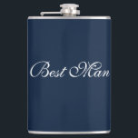 Best Man Flask<br><div class="desc">Flask for the best man is shown in navy blue and white. 
Customise this item or buy as is.</div>