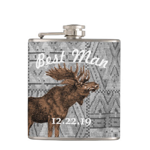 Best Man Flask Vintage Moose