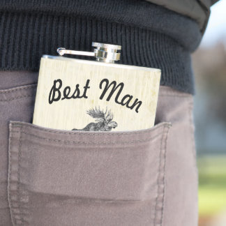 Best Man Flask Vintage Moose