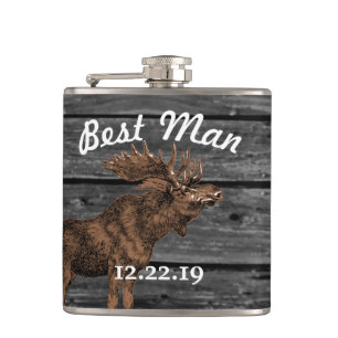 Best Man Flask Vintage Moose