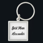 Best Man Gift Custom Name Gifts Wedding  Keychain<br><div class="desc">Beautiful calligraphy,  black and white Best Man keychain. Perfect for Wedding favors.</div>