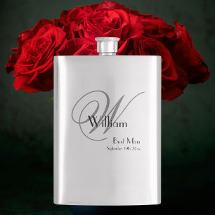 Best Man Gift: Elegant Script Monogram and Name Hip Flask