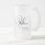 Best Man Gift Modern Monogram Initial & Name Cute  Frosted Glass Beer Mug<br><div class="desc">Best Man Gift Modern Monogram Initial & Name Cute Frosted Glass Beer Mug. Best Man modern vintage monogram with initial, name and date on the simple classic Frosted Beer Mug. Customization adds that extra special touch to your Best Man gift. Click personalize this template to customize it quickly and easily....</div>