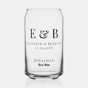 Best Man Gift Monogram Wedding Minimalist Can Glass