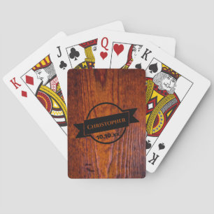 Best Man Gift Rustic Vintage Wood Grain Wedding Playing Cards