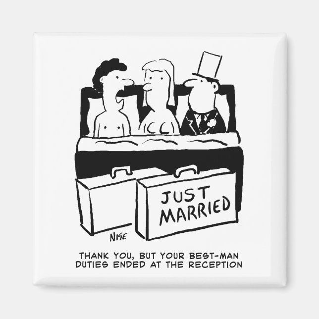Best Man Gift - Wedding Night with Bride & Groom Magnet (Front)
