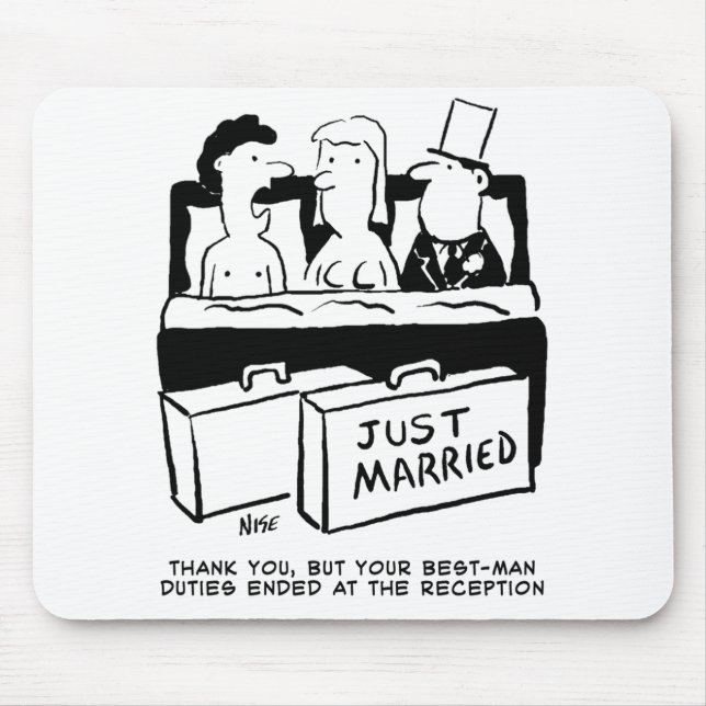 Best Man Gift - Wedding Night with Bride & Groom Mouse Mat (Front)