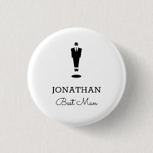 Best Man Gift Wedding Party Custom Personalised 3 Cm Round Badge