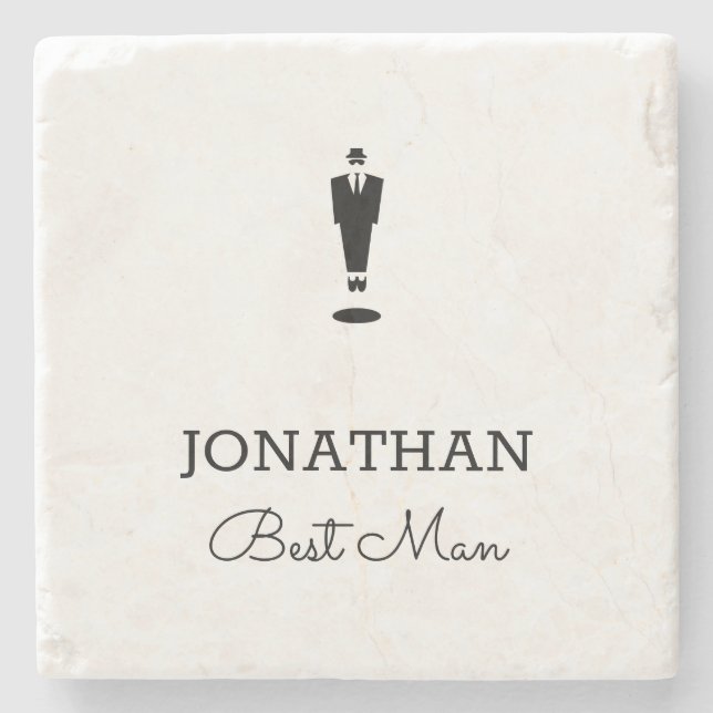 Best Man Gift Wedding Party Custom Personalised Stone Coaster (Front)