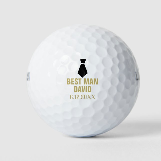 Best Man Gold Groomsman Gifts Party Favour Wedding Golf Balls (Front)