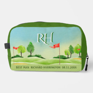 BEST MAN Golf Theme Course Greens Monogram Name Dopp Kit