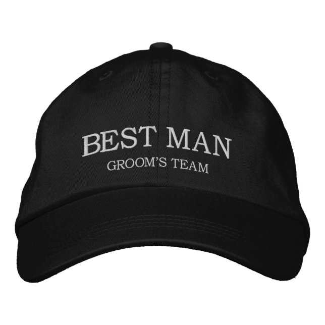 BEST MAN Groom's Team Wedding Embroidered Hat (Front)
