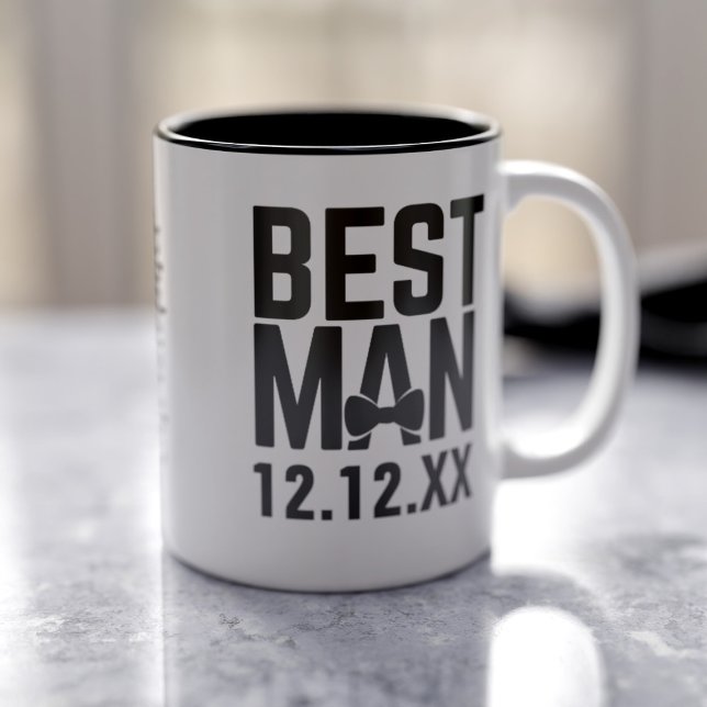 Best Man Groomsman Gift Coffee Mug (Perfect wedding gift for your Best Man. Just add his name and your wedding date)