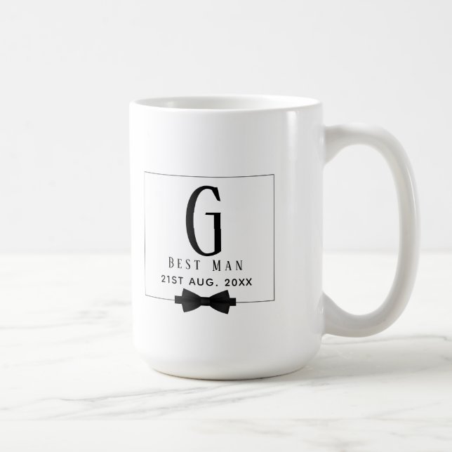 Best Man Groomsman Monogrammed Bow Tie Thank You Coffee Mug (Right)