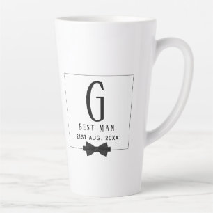 Best Man Groomsman Monogrammed Bow Tie Thank You Latte Mug