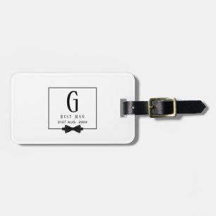 Best Man Groomsman Monogrammed Bow Tie Thank You Luggage Tag