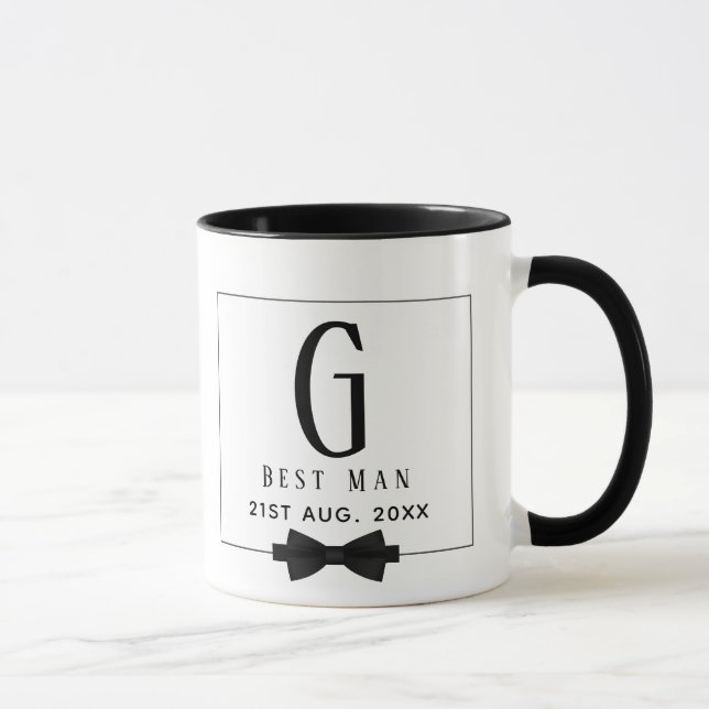 Best Man Groomsman Monogrammed Bow Tie Thank You Mug (Right)