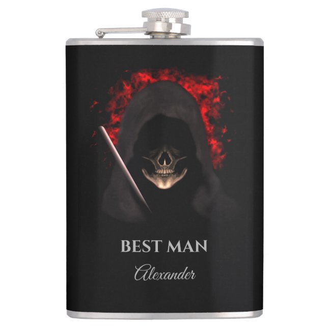 Best man groomsmen gift wedding favour flask (Front)