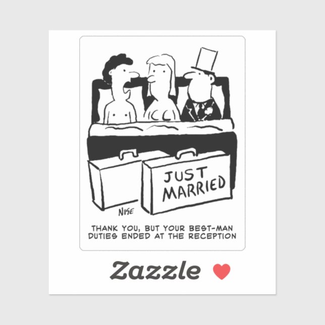 Best Man in Bed with Married Couple Cartoon. (Sheet)