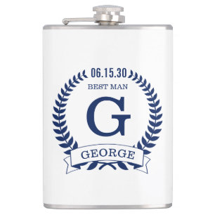 Best Man Initials Hip Flask