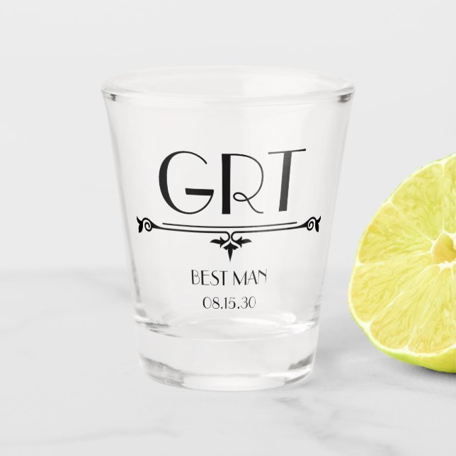 Best Man Initials Shot Glass (Front)