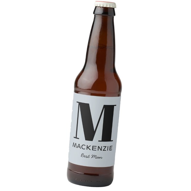 Best Man Monogram Name Beer Bottle Label (Monogram initial name personalized Best Man bottle label)