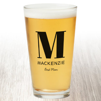 Best Man Monogram Name Glass