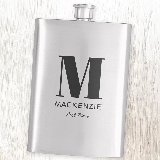 Best Man Monogram Name Hip Flask (Creator Uploaded)