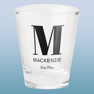 Best Man Monogram Name Shot Glass