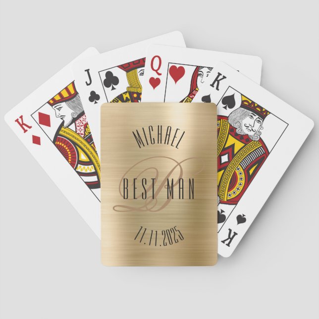 Best Man Monogram Wedding Playing Cards (Back)